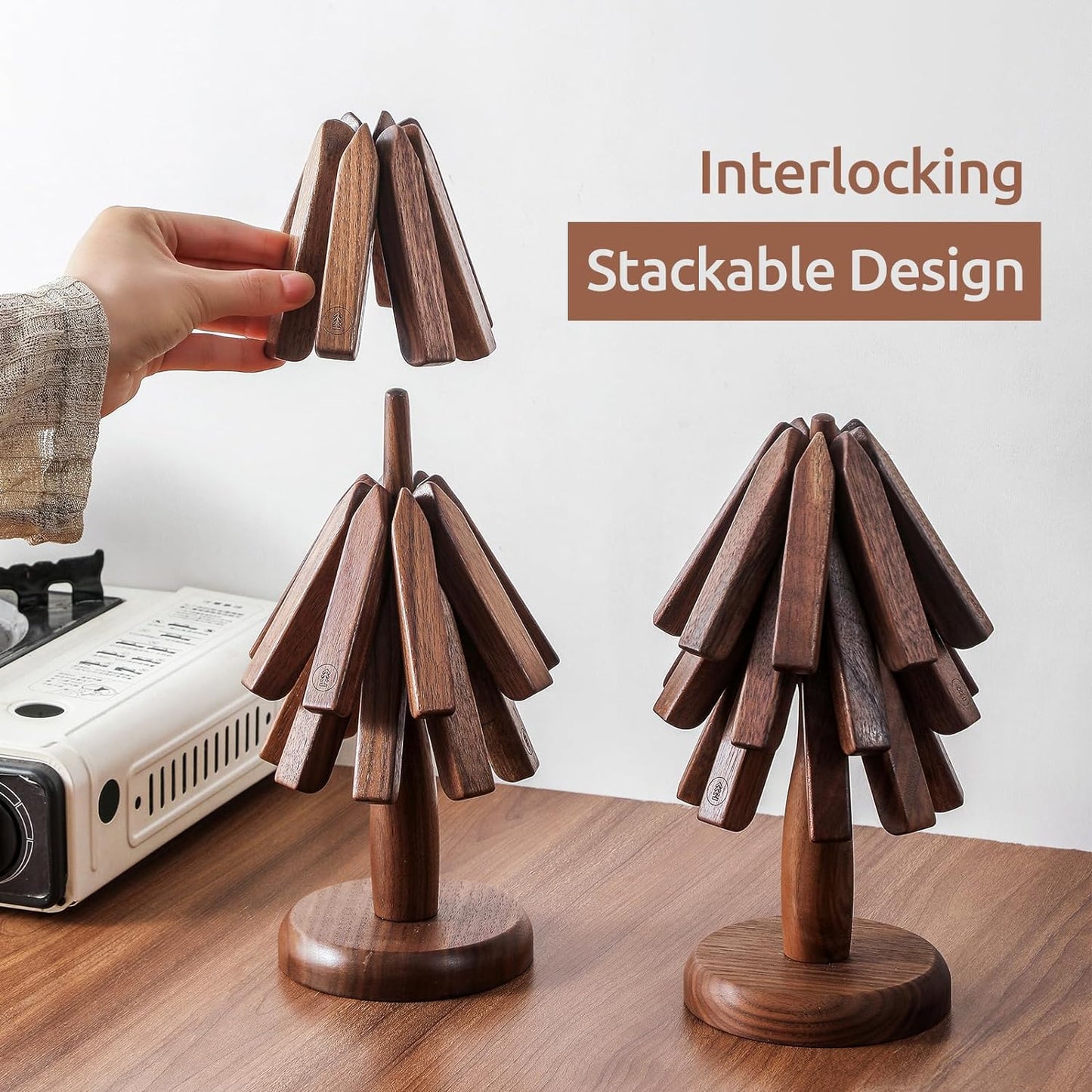 Untersetzer aus natürlicher Buche/Walnuss