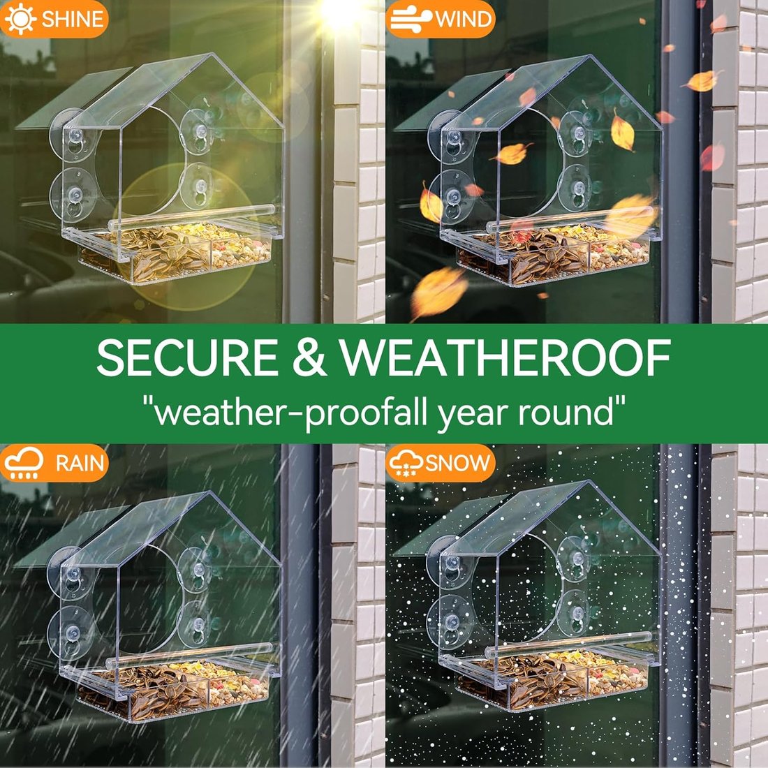 Window Bird Feeder with Strong Suction Cups
