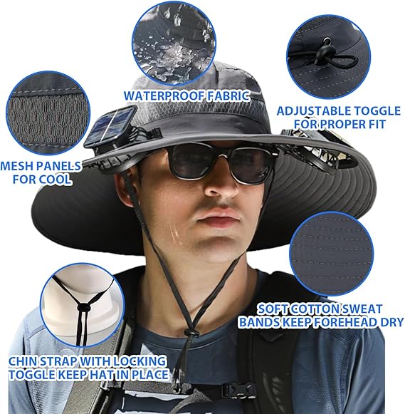 🔥2025 Father's Day Hot Sale Limited Time 49% OFF💥 Solar Fan Sun Protection Hat