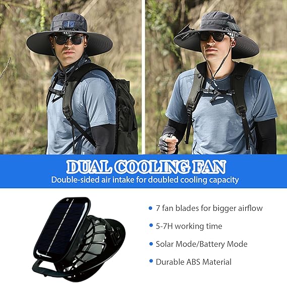 🔥2025 Father's Day Hot Sale Limited Time 49% OFF💥 Solar Fan Sun Protection Hat