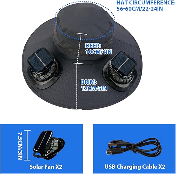 🔥2025 Father's Day Hot Sale Limited Time 49% OFF💥 Solar Fan Sun Protection Hat