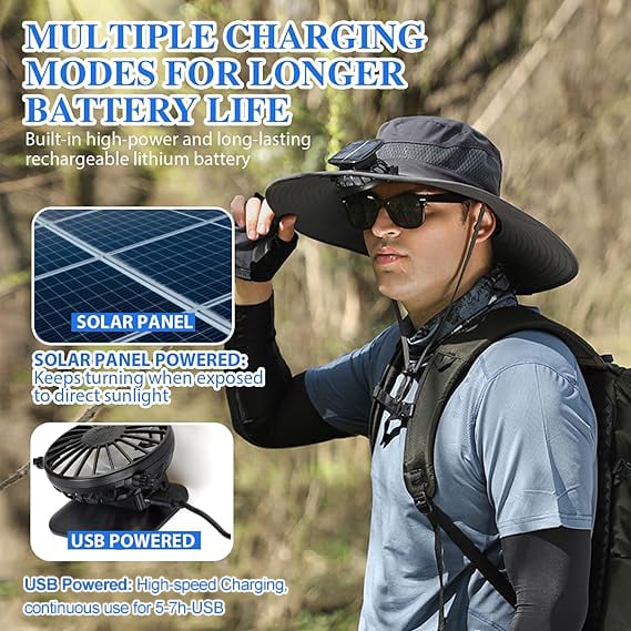 🔥2025 Father's Day Hot Sale Limited Time 49% OFF💥 Solar Fan Sun Protection Hat