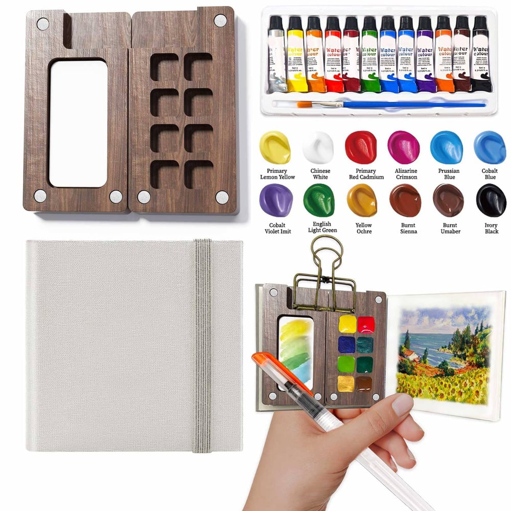 Last Day Sale 49%OFF🌈🎨 Mini Watercolor Palette Paint Set Travel Size