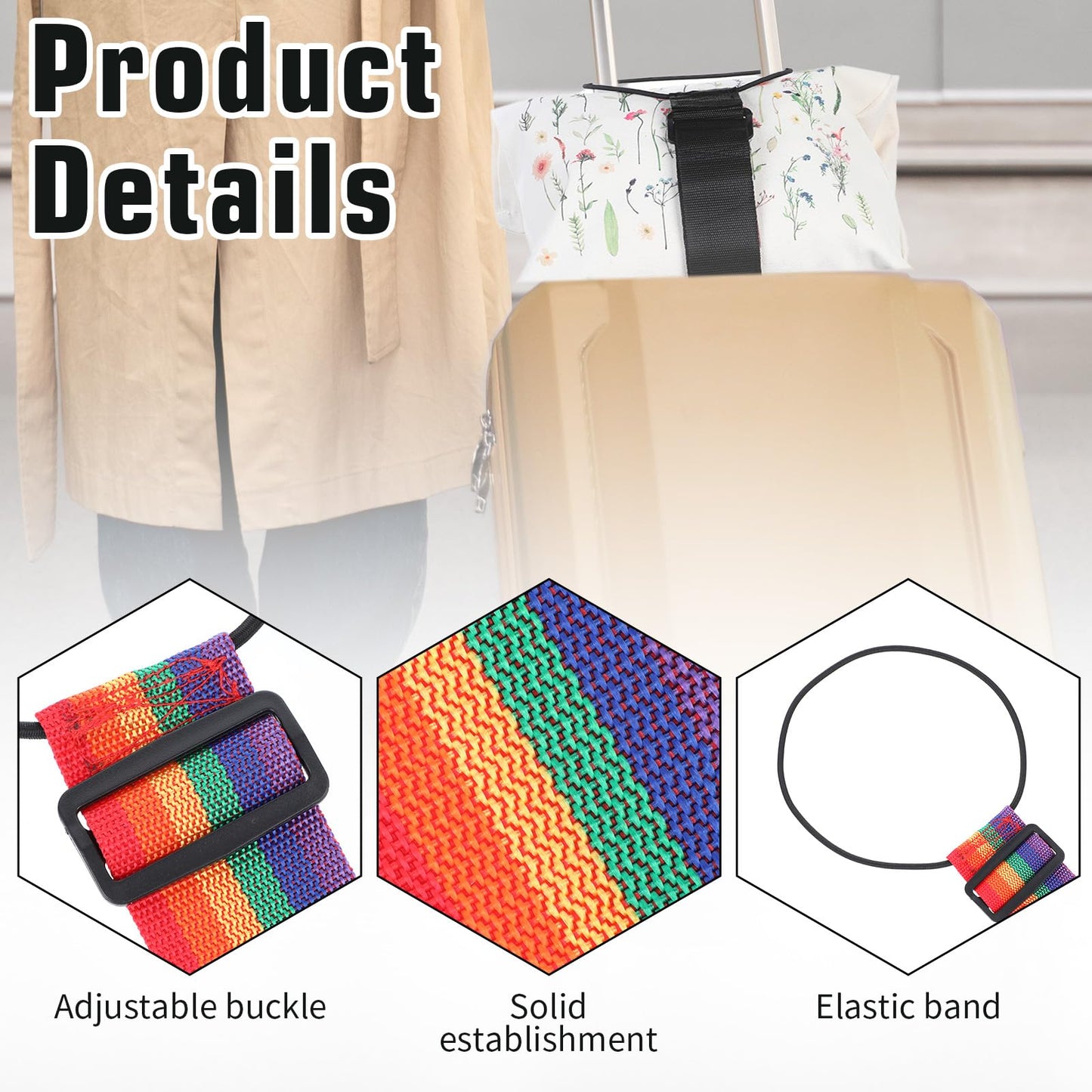🌈3pcs Luggage Straps for Add a Bag Bungees🧳