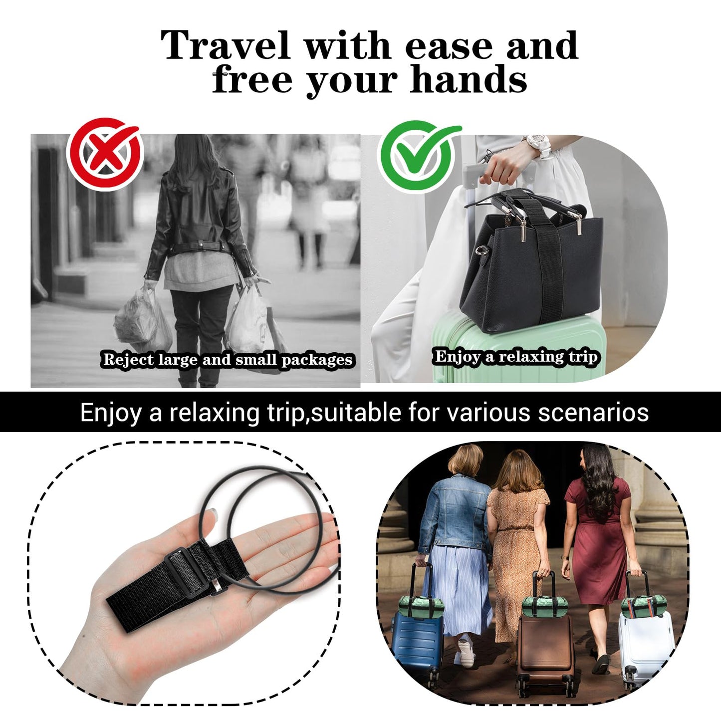 🌈3pcs Luggage Straps for Add a Bag Bungees🧳