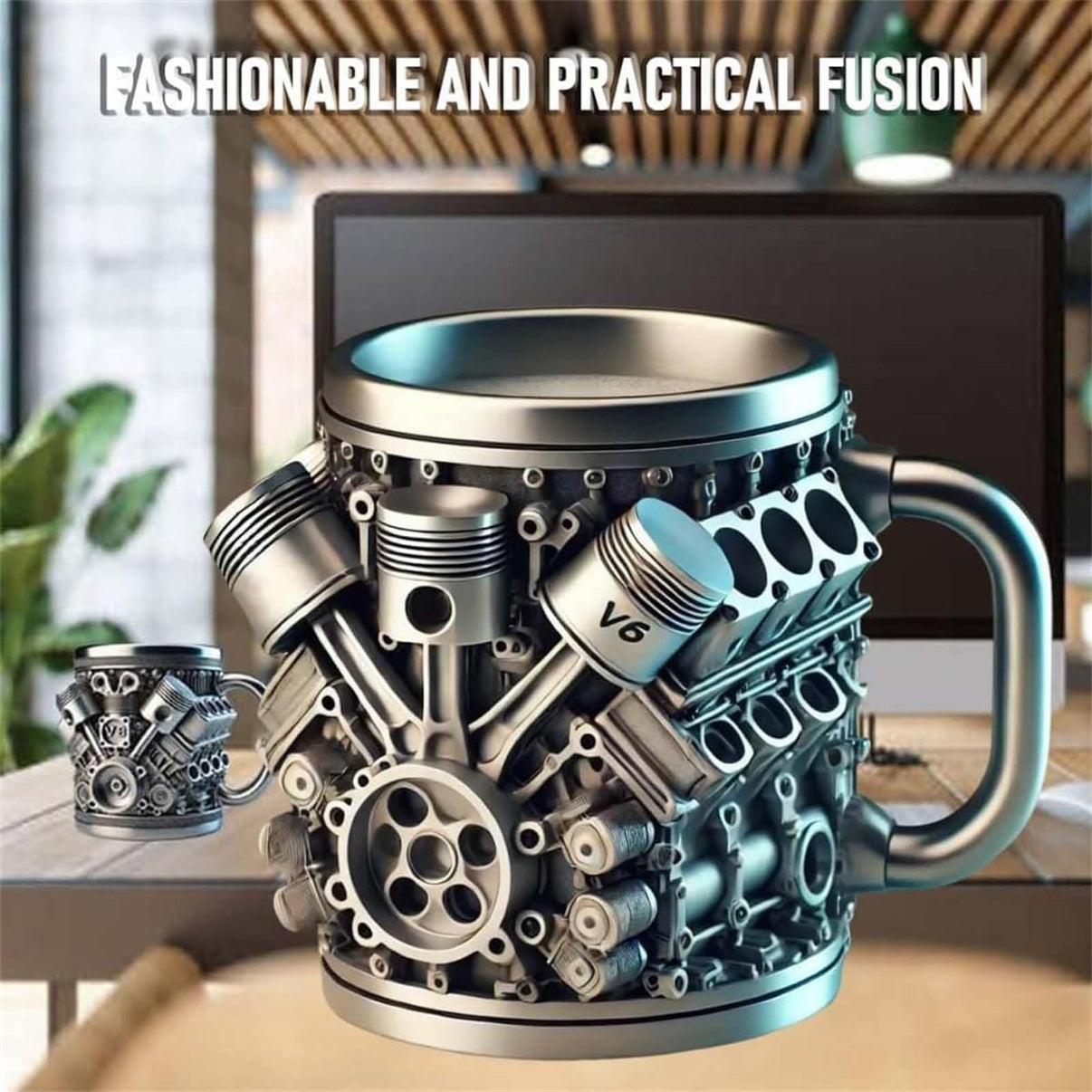 🔥Handcrafted 3D Coffee Cup – Inspired by V8 & V6 Engines