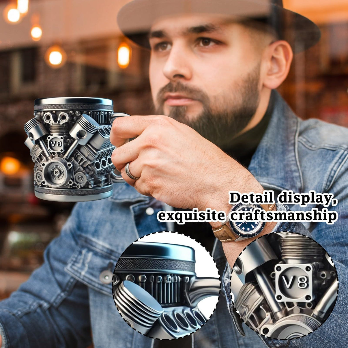🔥Handcrafted 3D Coffee Cup – Inspired by V8 & V6 Engines