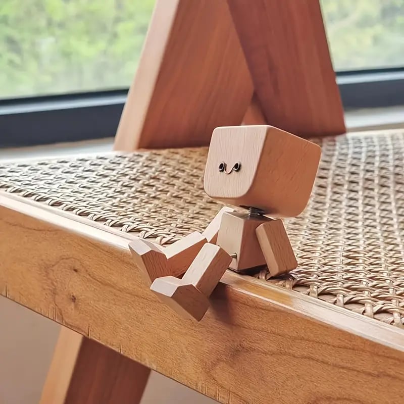 💖Handmade Charming Shaking Wooden Man Figurine with 12PCS Magnetic Expressions