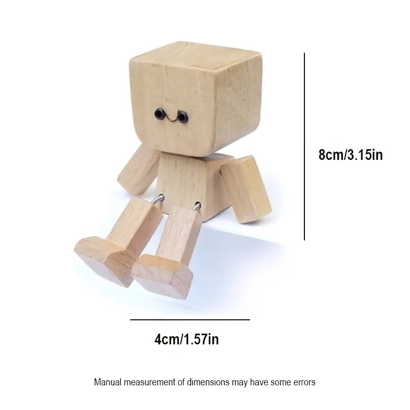 💖Handmade Charming Shaking Wooden Man Figurine with 12PCS Magnetic Expressions