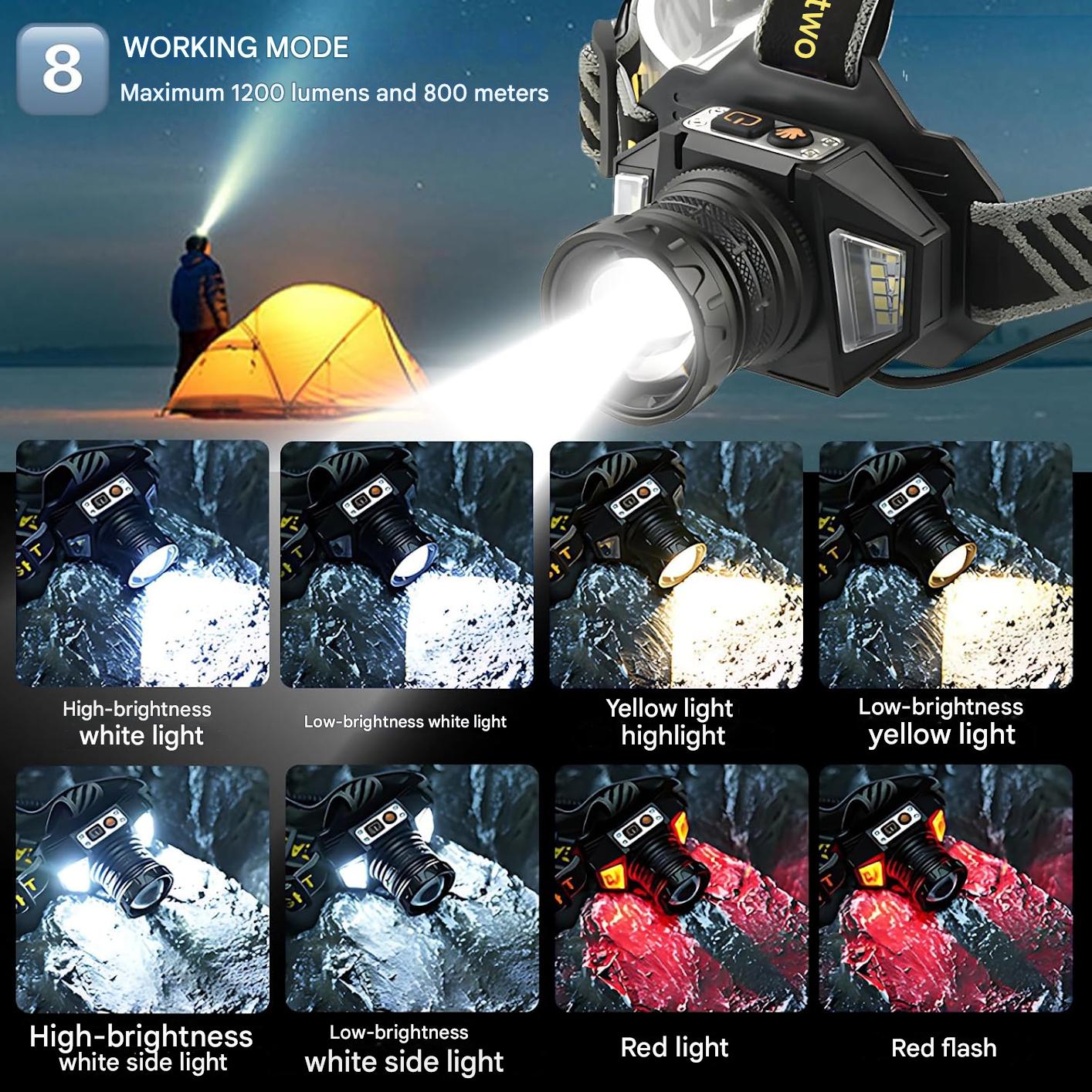 🔥Super Bright Rechargeable LED Headlamp (Includes Type-C charging cable)