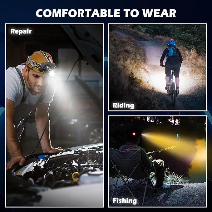 🔥Super Bright Rechargeable LED Headlamp (Includes Type-C charging cable)