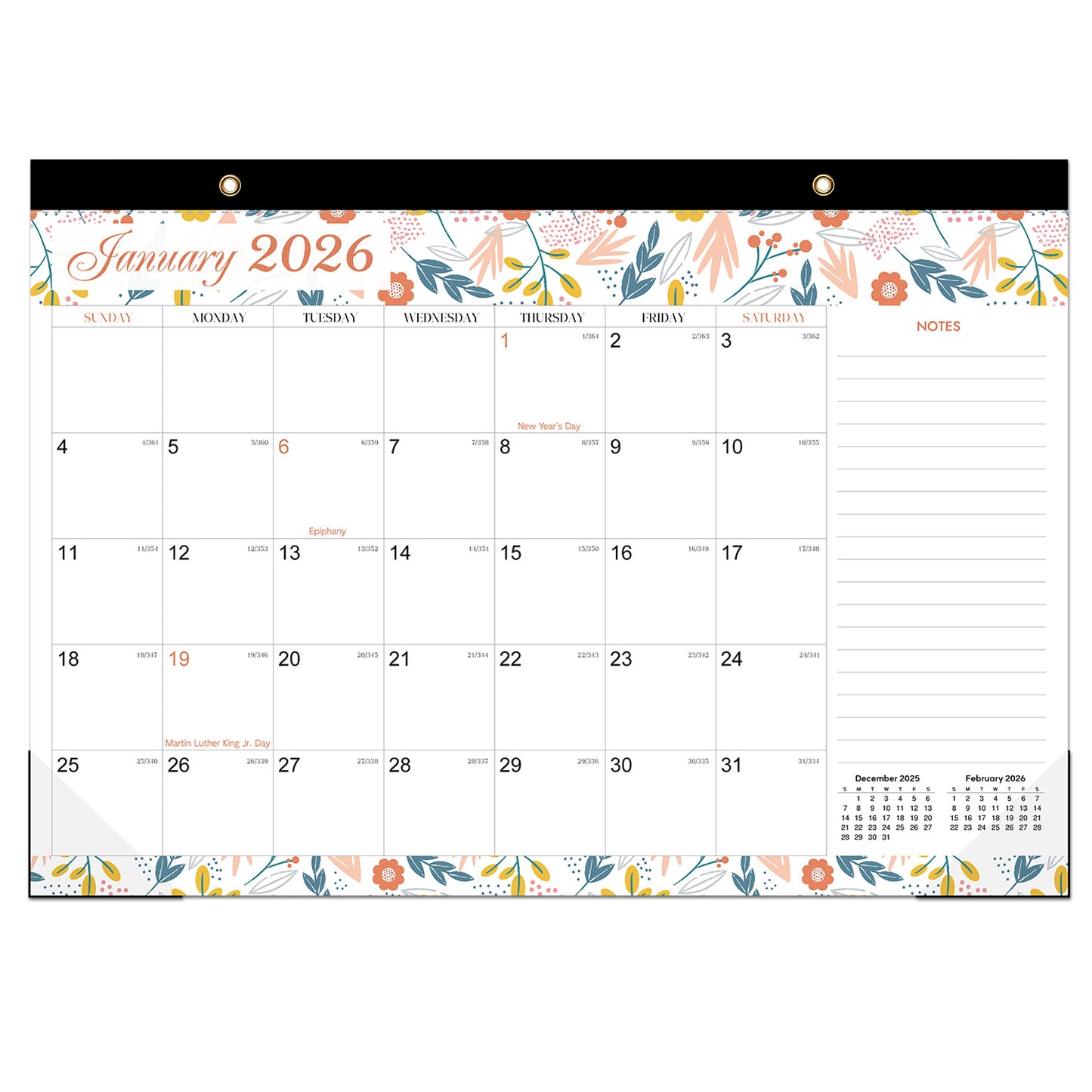 18-month large-size desktop/wall calendar, detachable for use as a gift bag