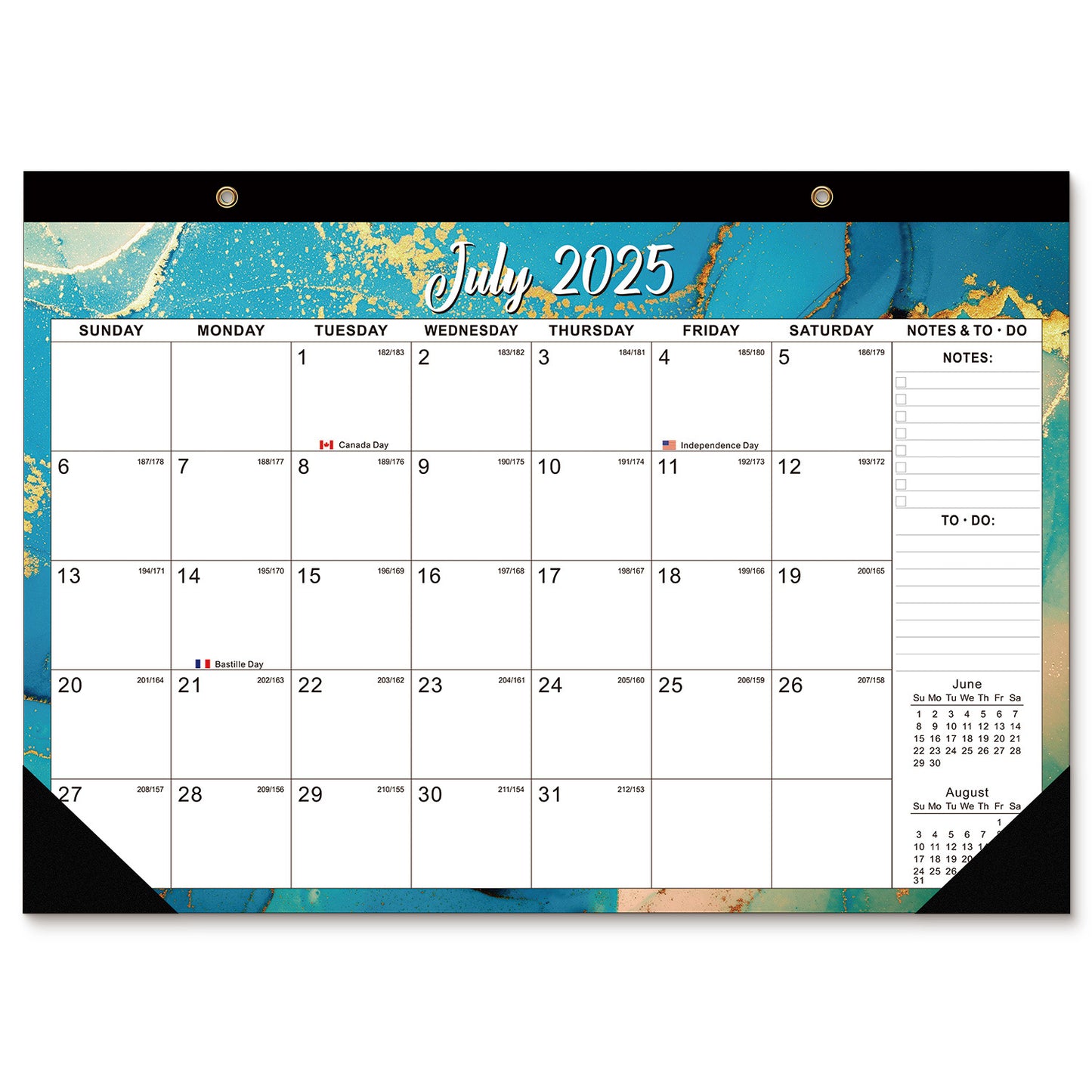 18-month large-size desktop/wall calendar, detachable for use as a gift bag