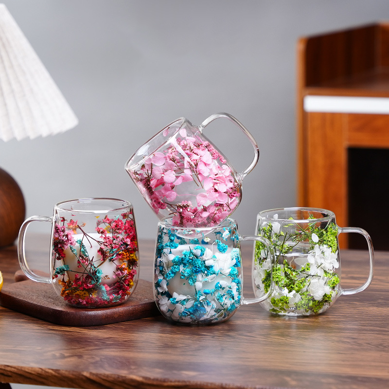 🎅Early Christmas Special 49% OFF-🎄🌸Transparent Double Glass Flower Tea Cup