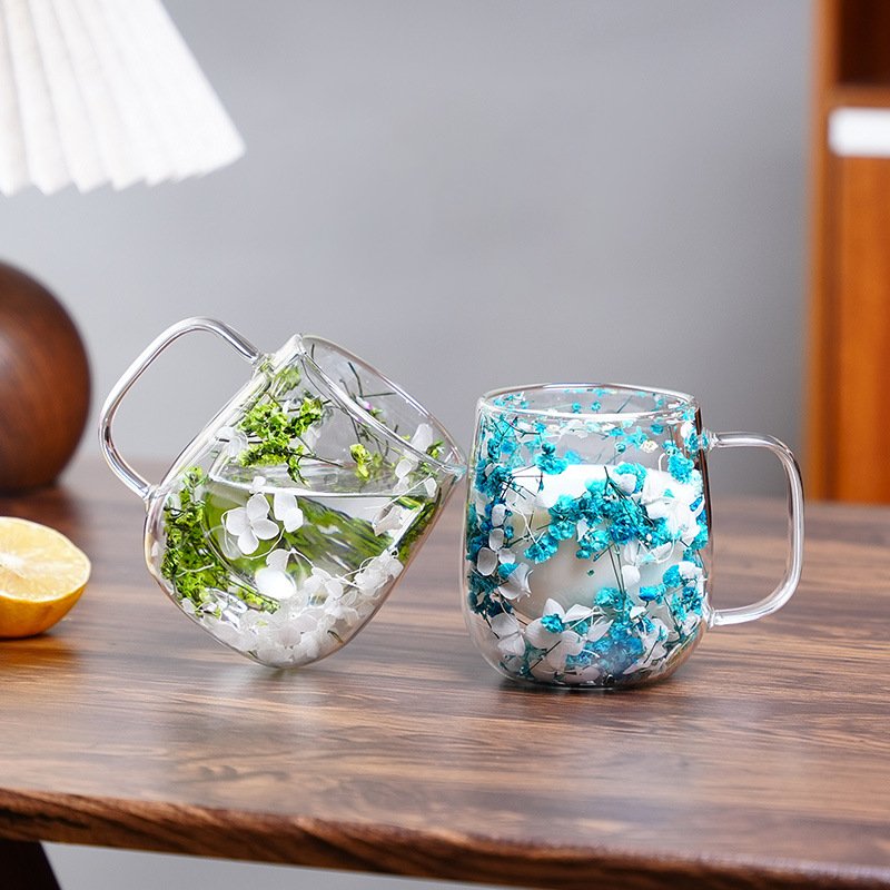 🎅Early Christmas Special 49% OFF-🎄🌸Transparent Double Glass Flower Tea Cup