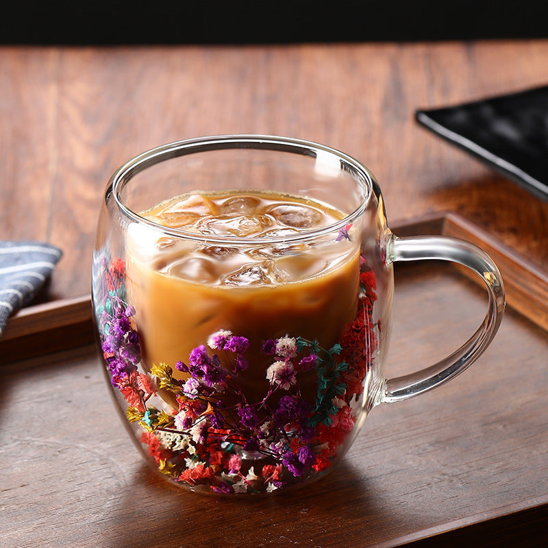 🎅Early Christmas Special 49% OFF-🎄🌸Transparent Double Glass Flower Tea Cup