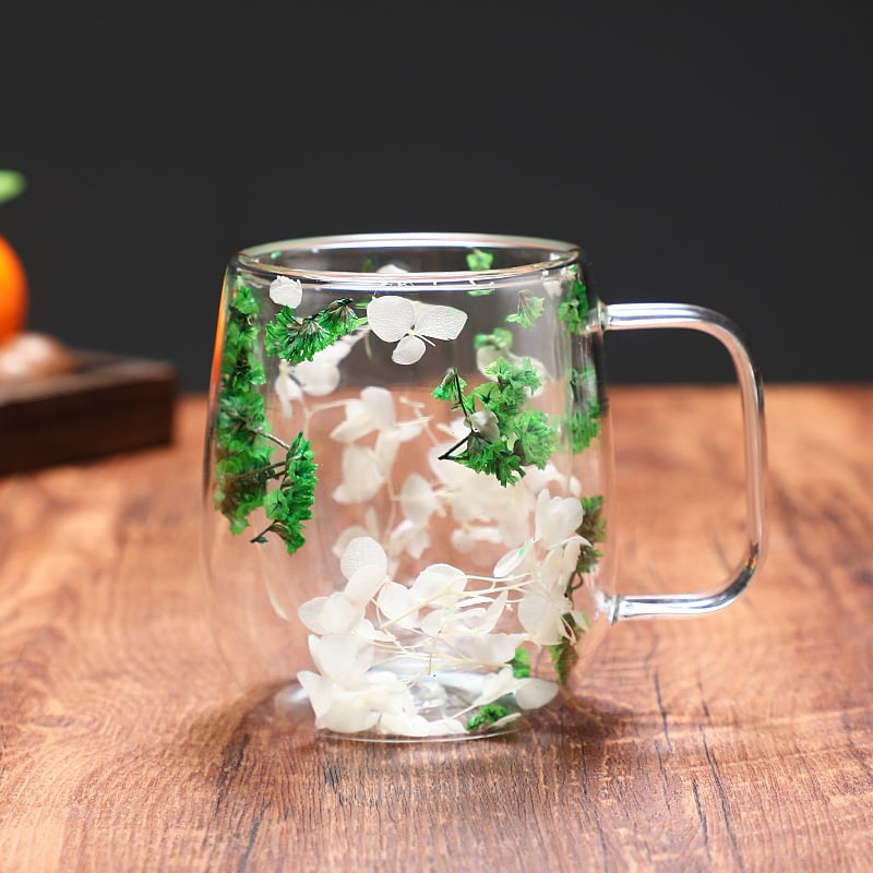 🎅Early Christmas Special 49% OFF-🎄🌸Transparent Double Glass Flower Tea Cup