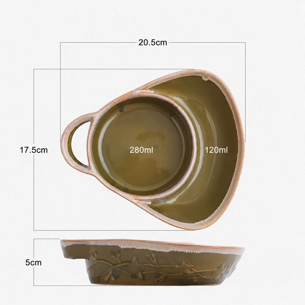 Retro Ceramic Divided Baking Dish with Single Handle💥Buy 2 Save 10% &Free Shipping!