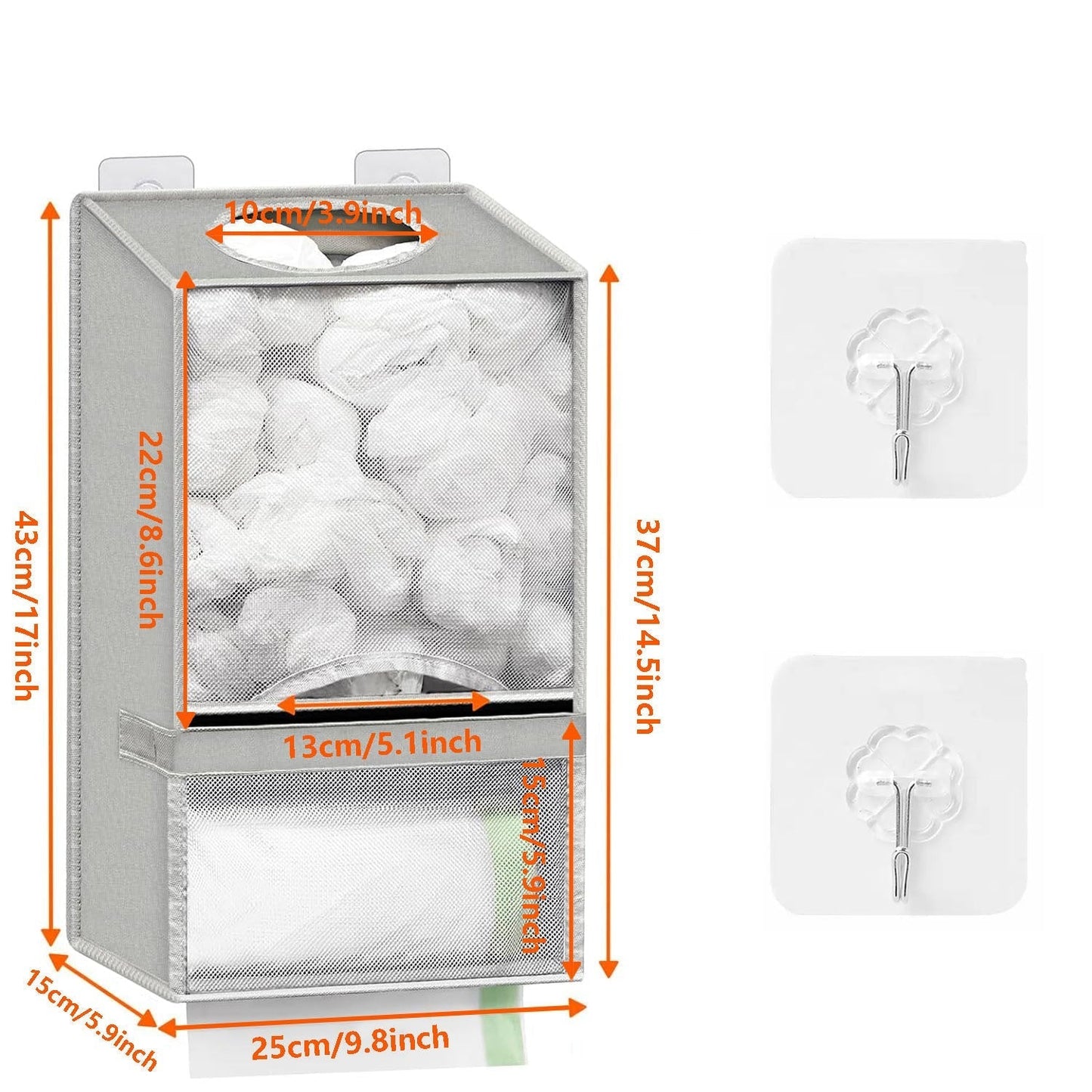 🛍️ 2-in-1 Extra Large Plastic Bag Holder – 🧺 Wall Mount Kitchen Organizer with Built-in Trash Bag Dispenser – Holds 60+ Bags, Oxford Cloth