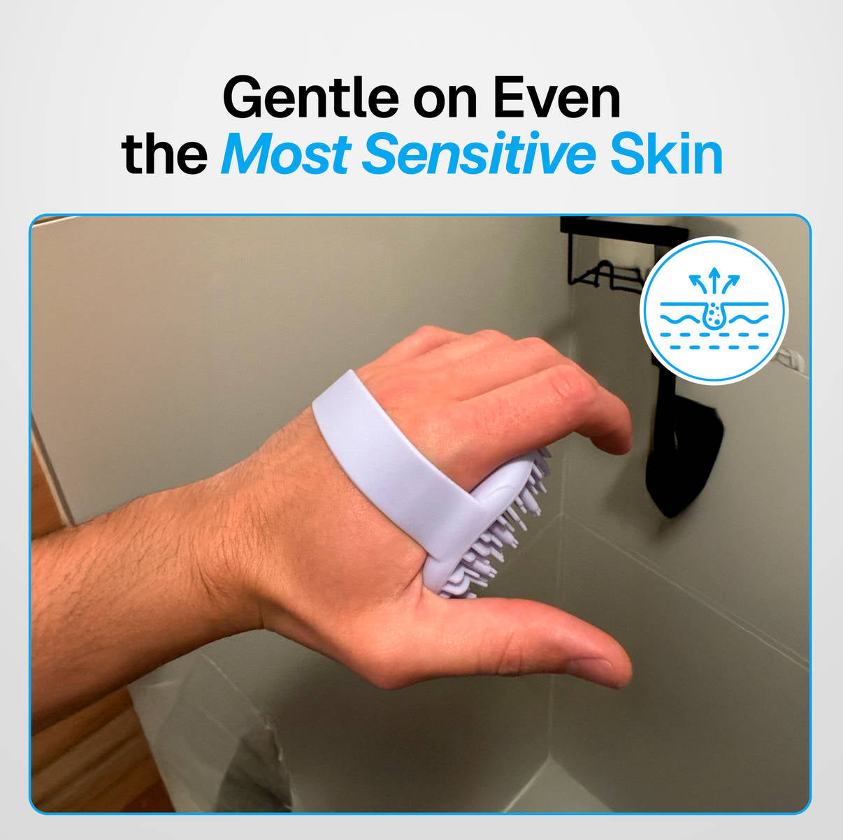 Antimicrobial Silicone Body Scrubber, Exfoliating Shower Scrubber for Sensitive Skin