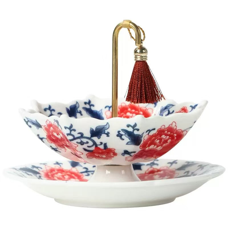5,000 Years of Handcrafted Pottery—Blue&White Porcelain Umbrella-Shaped Tea Strainer Set