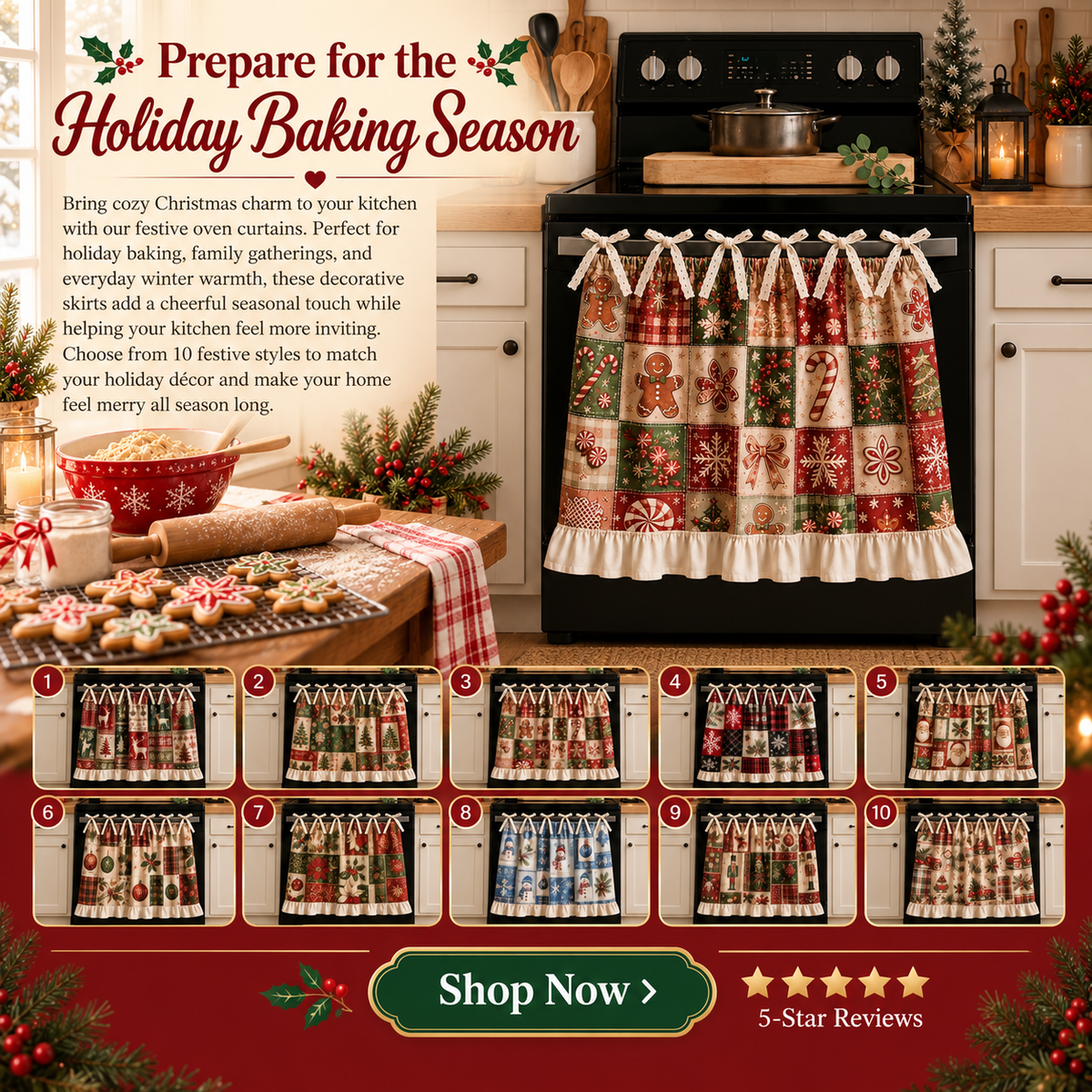 🎄 Christmas Tie-On Pocket Curtain Collection🎁Buy 2 Get 1 FREE — Add Any 3 Pcs To Cart🎉