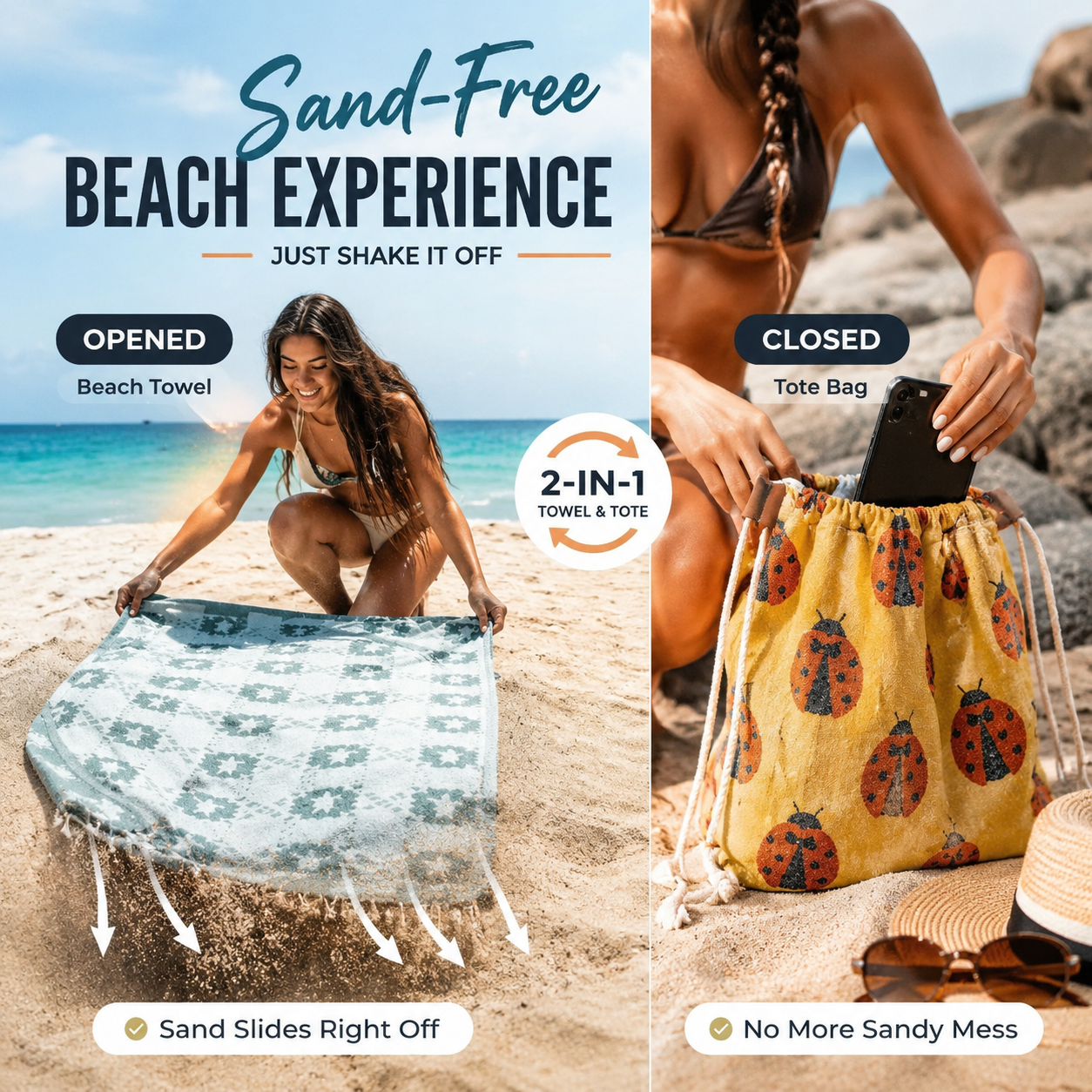 Summer Sale 49% OFF ☀️🔥Beach Bag That Turns Into a Towel in Seconds