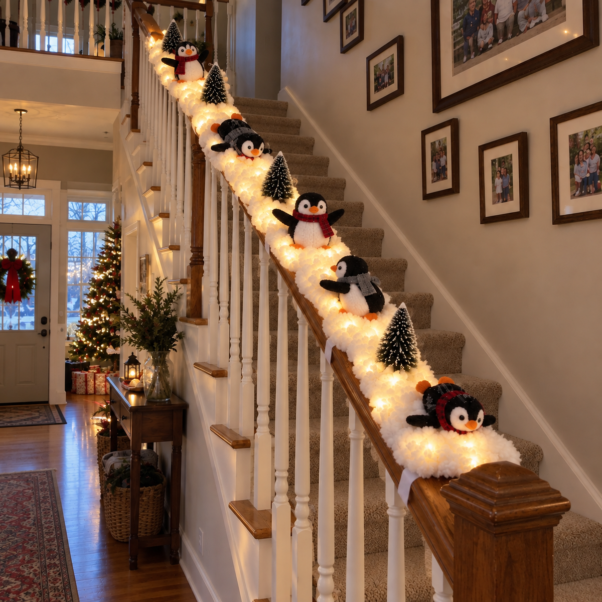🐧Playful Penguin Snowy Stair Railing Decor💗BUY 2 SAVE 10%