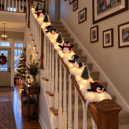🐧Playful Penguin Snowy Stair Railing Decor💗BUY 2 SAVE 10%