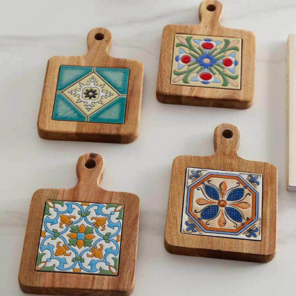 Rustic Coaster | Solid Wood & Ceramic Trivet