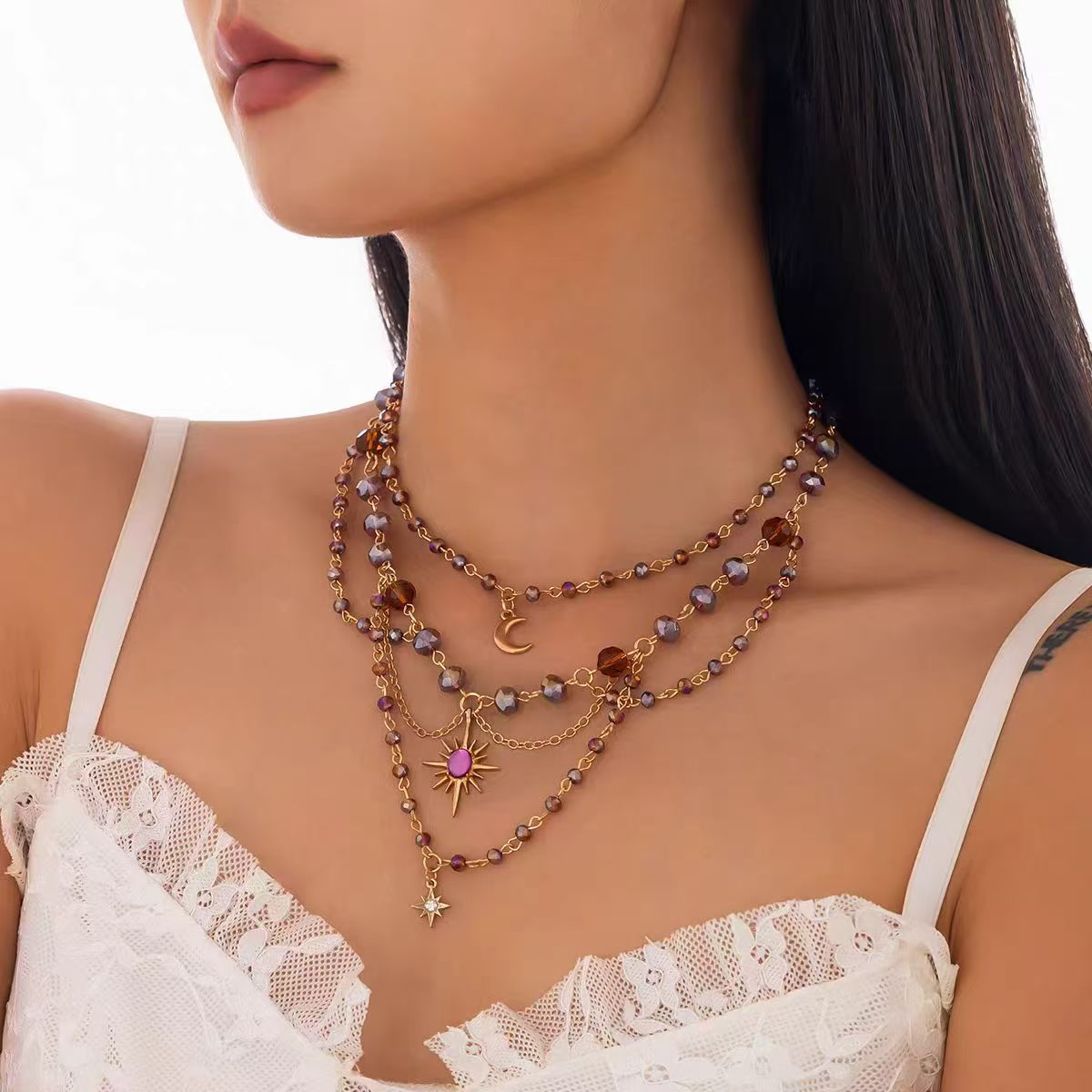 🔥Last Day 49% OFF-Sun Tassel Crystal Layered Necklace