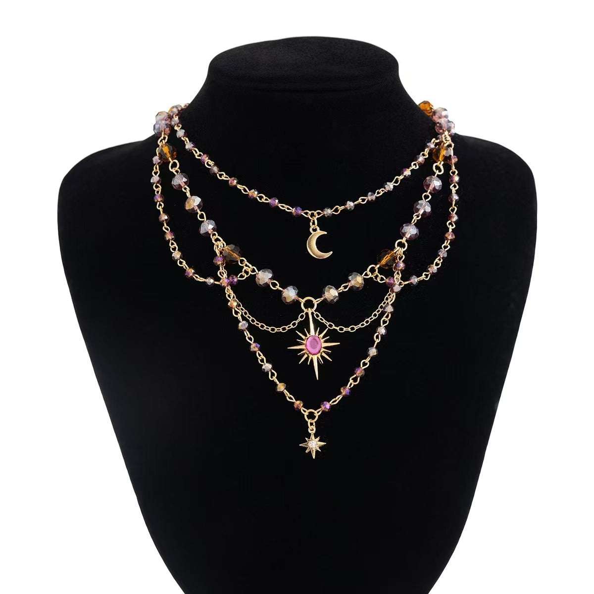 🔥Last Day 49% OFF-Sun Tassel Crystal Layered Necklace