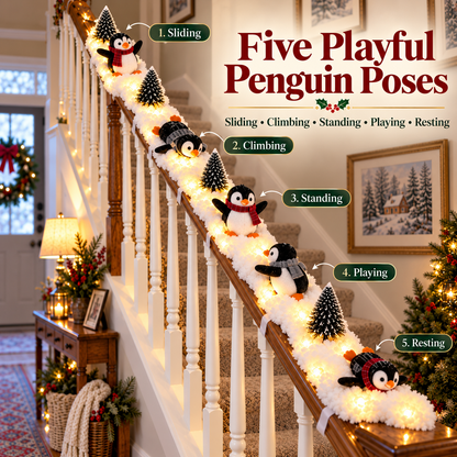 🐧Playful Penguin Snowy Stair Railing Decor💗BUY 2 SAVE 10%