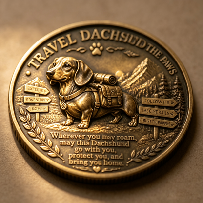 🏆Limited Time Sale 49% OFF🐾 Travel Dachshund Lucky Coin | 3D Relief Edition ⭐⭐⭐⭐⭐