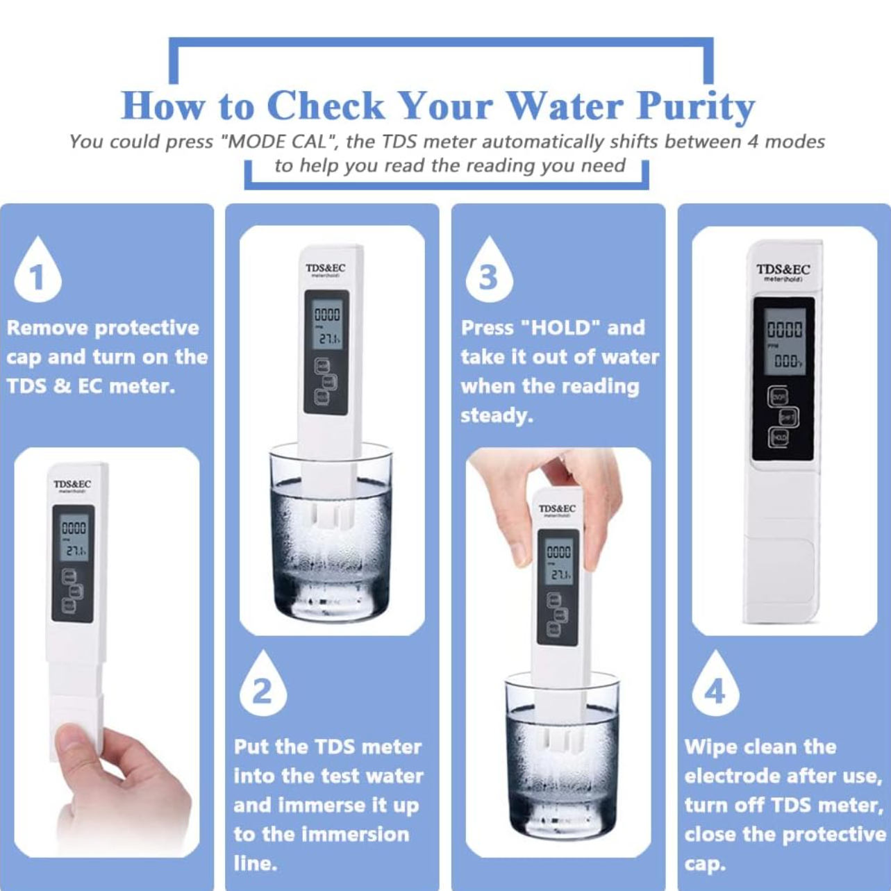 2025 All-New 4 in1 Tds Meter Digital Water Tester