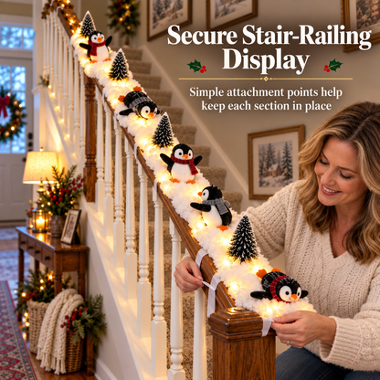 🐧Playful Penguin Snowy Stair Railing Decor💗BUY 2 SAVE 10%