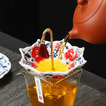 5,000 Years of Handcrafted Pottery—Blue&White Porcelain Umbrella-Shaped Tea Strainer Set