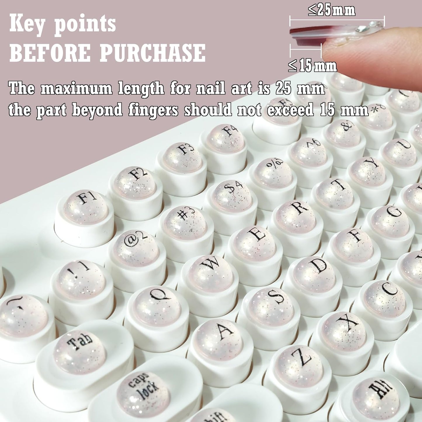128 Pcs Keyboard Spacer Set for Long Nails & Gaming