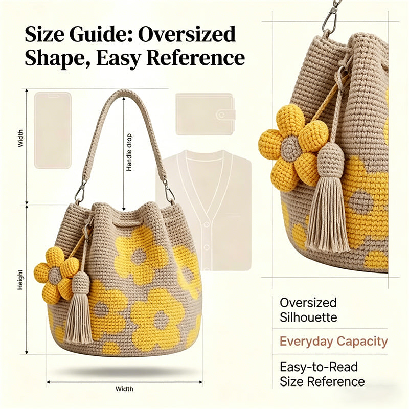 ✨ Hand-Crocheted Bucket Bag for Women — One Tote, Endless Summer Vibes. 🌼