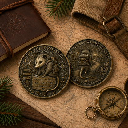 🏆 Limited Time Sale 49% OFF 🐾 Travel Opossum Lucky Coin | 3D Relief Edition ⭐⭐⭐⭐⭐