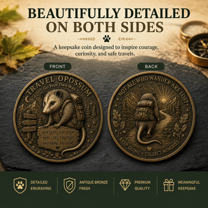 🏆 Limited Time Sale 49% OFF 🐾 Travel Opossum Lucky Coin | 3D Relief Edition ⭐⭐⭐⭐⭐