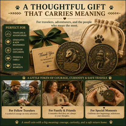 🏆 Limited Time Sale 49% OFF 🐾 Travel Opossum Lucky Coin | 3D Relief Edition ⭐⭐⭐⭐⭐