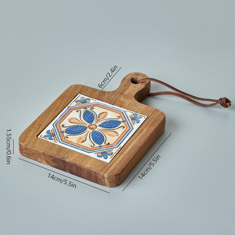Rustic Coaster | Solid Wood & Ceramic Trivet