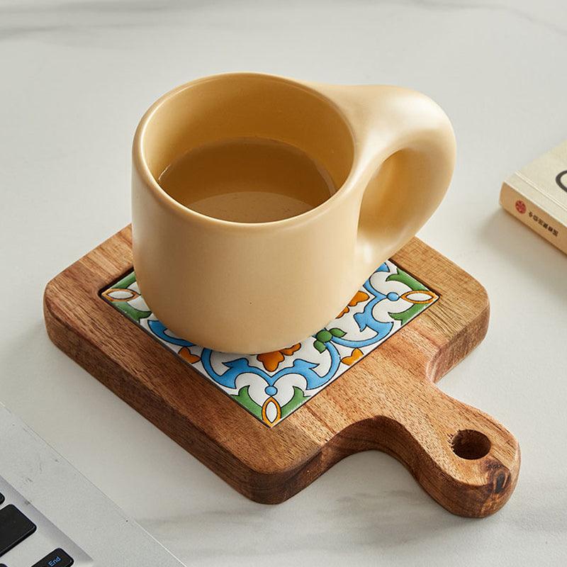 Rustic Coaster | Solid Wood & Ceramic Trivet