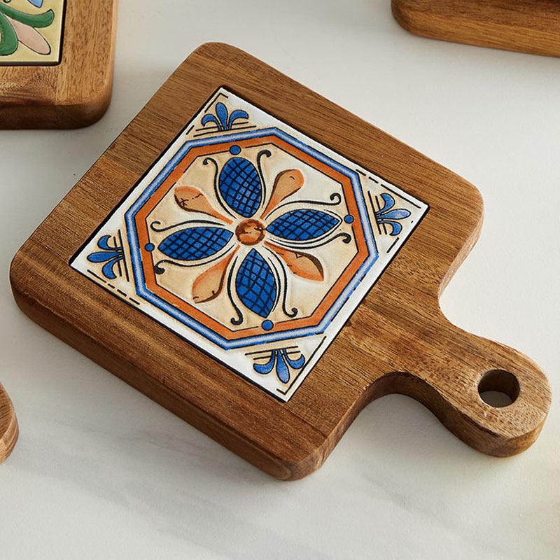Rustic Coaster | Solid Wood & Ceramic Trivet