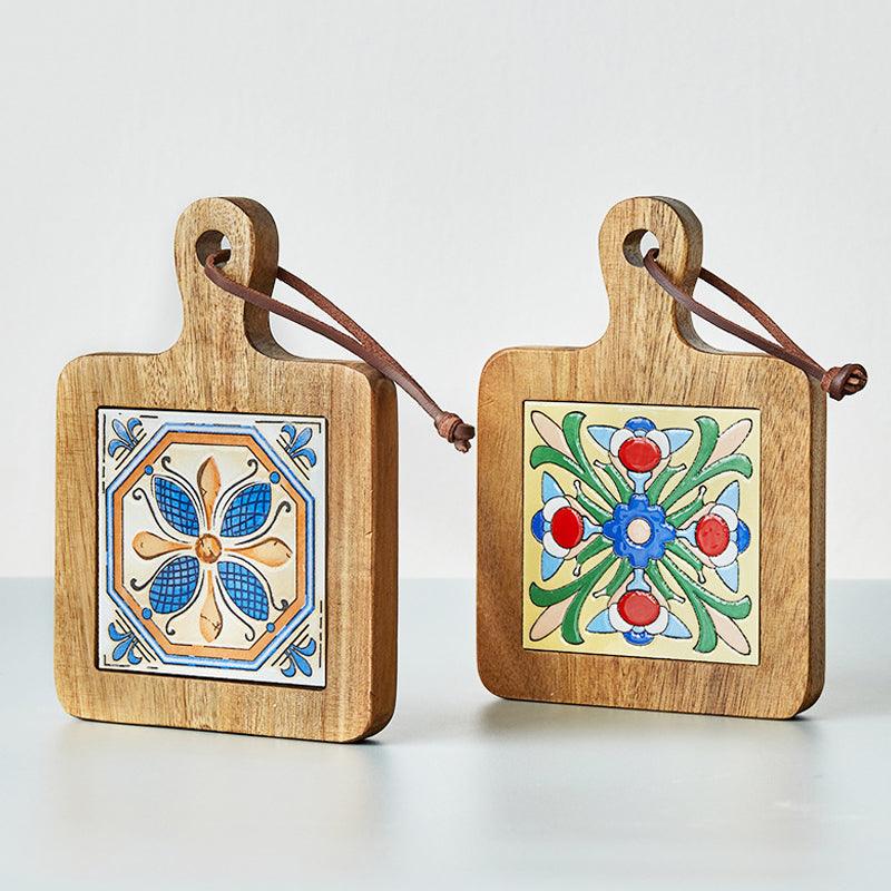 Rustic Coaster | Solid Wood & Ceramic Trivet