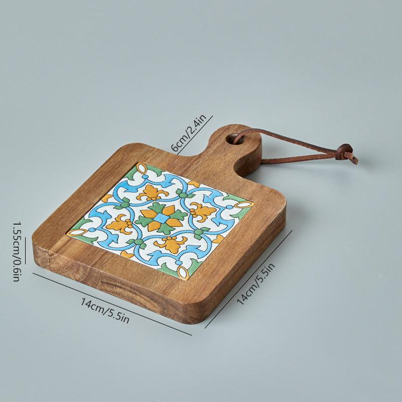 Rustic Coaster | Solid Wood & Ceramic Trivet