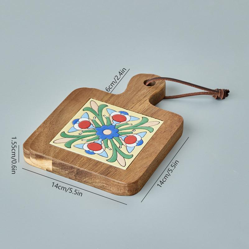 Rustic Coaster | Solid Wood & Ceramic Trivet