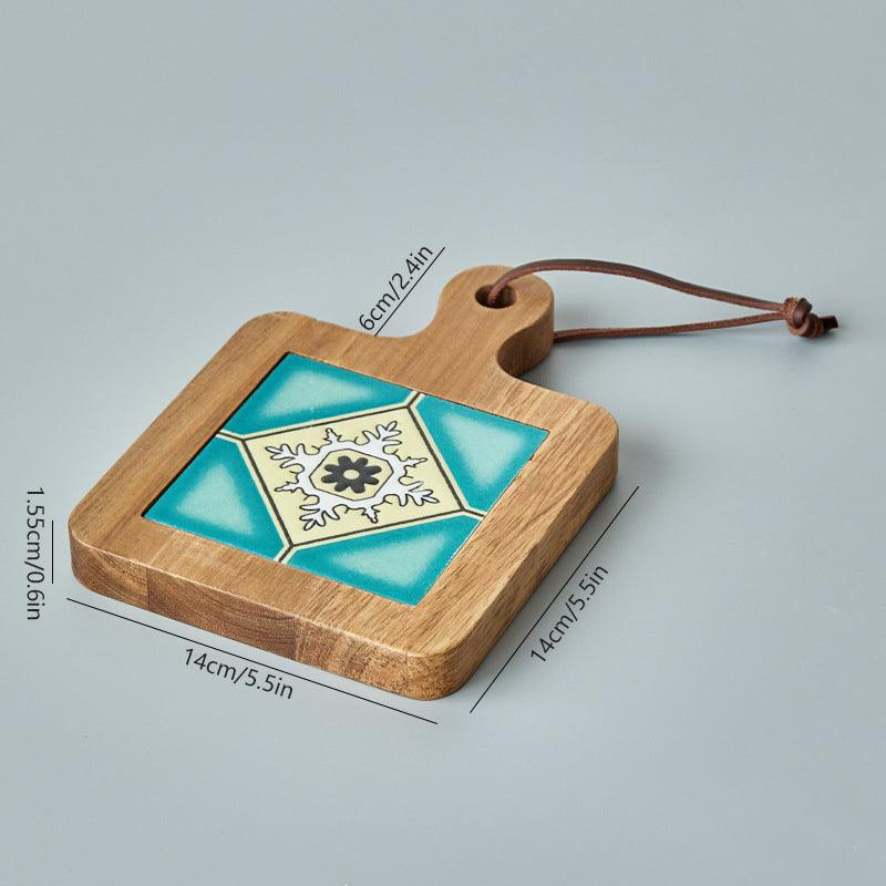 Rustic Coaster | Solid Wood & Ceramic Trivet