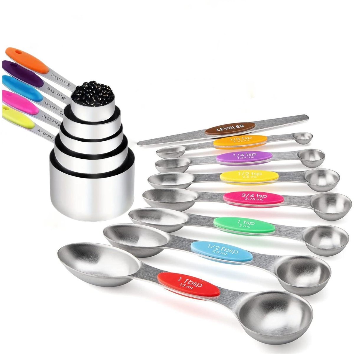 Magnetisches Messlöffel-Set aus Edelstahl 
